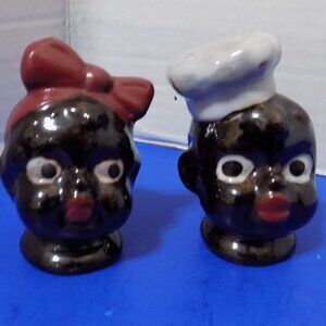 Vintage Black Americana Kids Bakers Cooks Chefs Salt and Pepper Shakers Japan